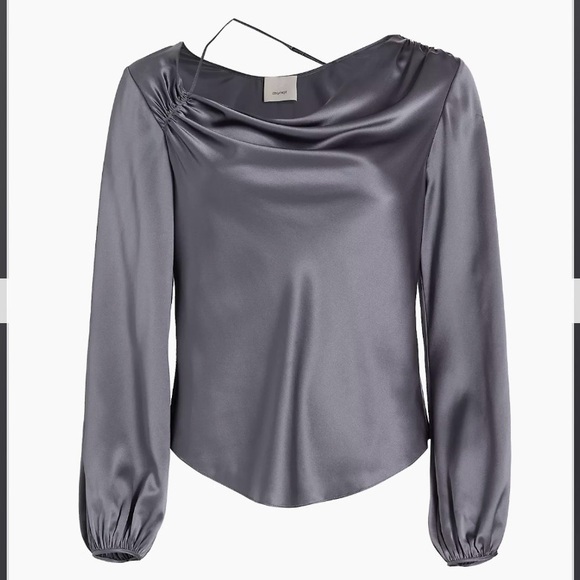 cinq a sept Tops - Cinq à Sept Jordy Cowlneck Silk Top in Slate Size XS
